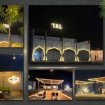 Outdoor view of TBS – The Baig Sahab Restaurant family garden restaurant with beautiful ambience, lights, and seating area