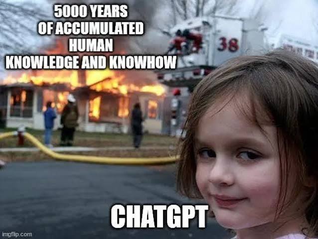 Meme comparing thousands of years of human knowledge with ChatGPT